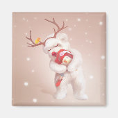 トナカイのガールハギングドッグ〔雄ジカの〕枝角 マグネット (正面)