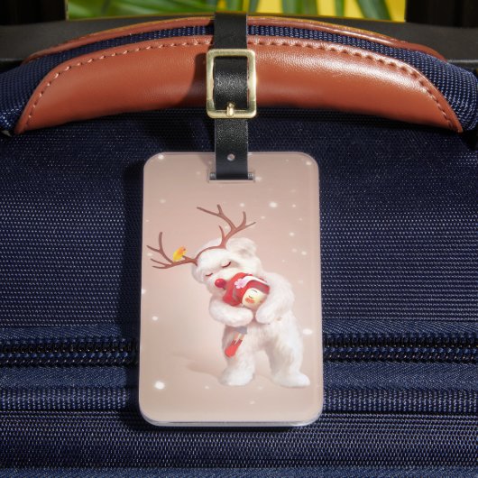 トナカイのガールハギングドッグ〔雄ジカの〕枝角 ラゲッジタグ (正面インサイチュ2)