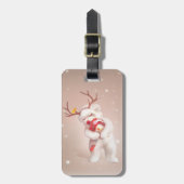 トナカイのガールハギングドッグ〔雄ジカの〕枝角 ラゲッジタグ (正面縦)