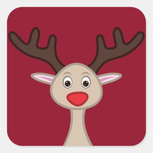 トナカイのキャラクター スクエアシール (正面)