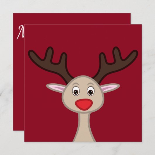 トナカイのキャラクター 招待状 (正面/裏面)