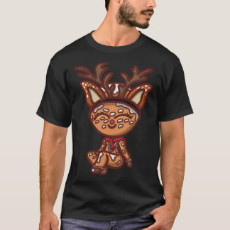 トナカイのギンガーブレッドの少女 Tシャツ