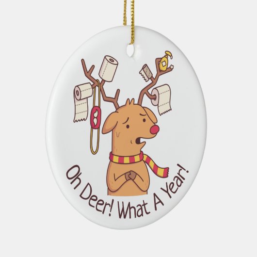 トナカイのクリスマスおもしろいに セラミックオーナメント (右)