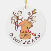 トナカイのクリスマスおもしろいに セラミックオーナメント (正面)