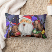 トナカイのクリスマスおもしろい枕付きサンタ ランバークッション (ブランケット)