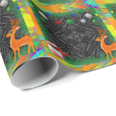 トナカイのクリスマスと新年のラッピング紙 ラッピングペーパー (ロールコーナー)