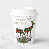トナカイのクリスマスと緑 紙コップ (正面)