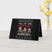 トナカイのクリスマスの醜いセーターの全て カード (黄色い花)