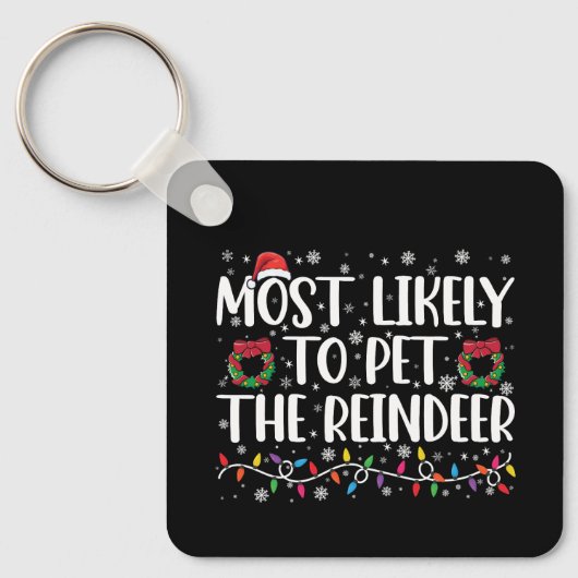 トナカイのクリスマスを愛撫する可能性がおもしろい最も高い キーホルダー (正面)