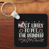 トナカイのクリスマスを愛撫する可能性がおもしろい最も高い キーホルダー (正面)
