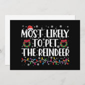 トナカイのクリスマスを愛撫する可能性がおもしろい最も高い 招待状 (正面/裏面)