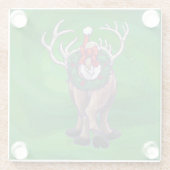トナカイのクリスマスオングリーン ガラスコースター (裏面)