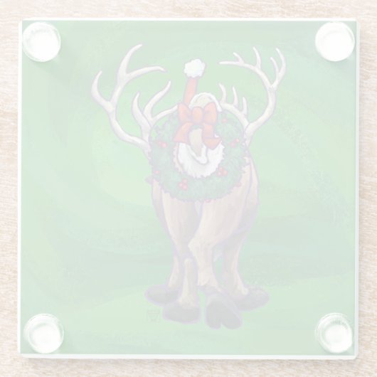トナカイのクリスマスオングリーン ガラスコースター (裏面)