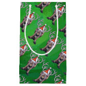 トナカイのクリスマスオングリーン スモールペーパーバッグ (正面)