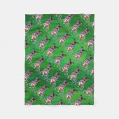 トナカイのクリスマスオングリーン フリースブランケット (正面)