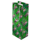 トナカイのクリスマスオングリーン ワインギフトバッグ (正面アングル)