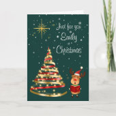 トナカイのクリスマスカロル歌手グリーティングカード カード (正面)