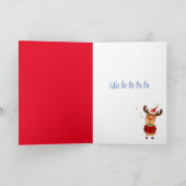 トナカイのクリスマスカロル歌手グリーティングカード カード (内部)