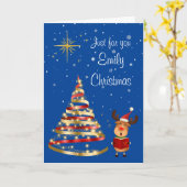 トナカイのクリスマスカロル歌手グリーティングカード カード (黄色い花)