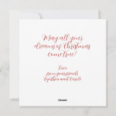 トナカイのクリスマスカードを持つヴィンテージの少女 シーズンカード (裏面)