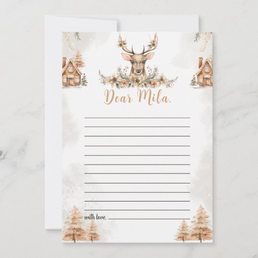 トナカイのクリスマスタイムカプセルノートメッセージカード サンキューカード (正面)