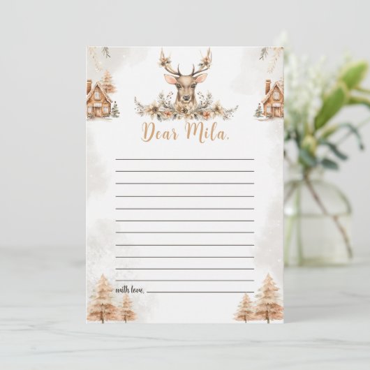 トナカイのクリスマスタイムカプセルノートメッセージカード サンキューカード (スタンド正面)