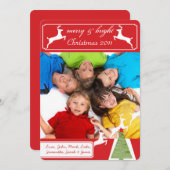 トナカイのクリスマスツリーあなたの写真クリスマスカード シーズンカード (正面/裏面)