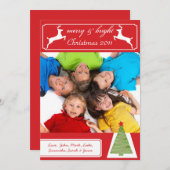 トナカイのクリスマスツリーあなたの写真クリスマスカード シーズンカード (正面/裏面)