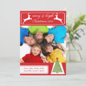 トナカイのクリスマスツリーあなたの写真クリスマスカード シーズンカード (スタンド正面)