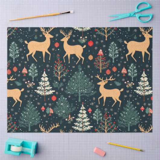 トナカイのクリスマスツリーオーナメントクリスマス 薄葉紙 (クラフト)