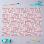 トナカイのクリスマスツリーピンクのパターンクリスマス 薄葉紙 (クラフト)