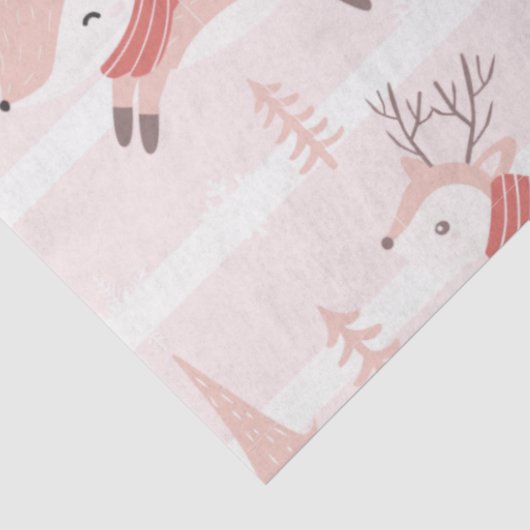 トナカイのクリスマスツリーモダンピンクのクリスマス 薄葉紙 (詳細)