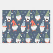 トナカイのクリスマスツリー素朴小妖精や小人 ラッピングペーパーシート (正面3)