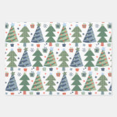 トナカイのクリスマスツリー素朴小妖精や小人 ラッピングペーパーシート (正面2)