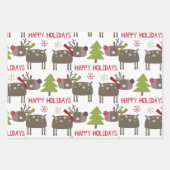 トナカイのクリスマスツリー素朴小妖精や小人 ラッピングペーパーシート (正面)