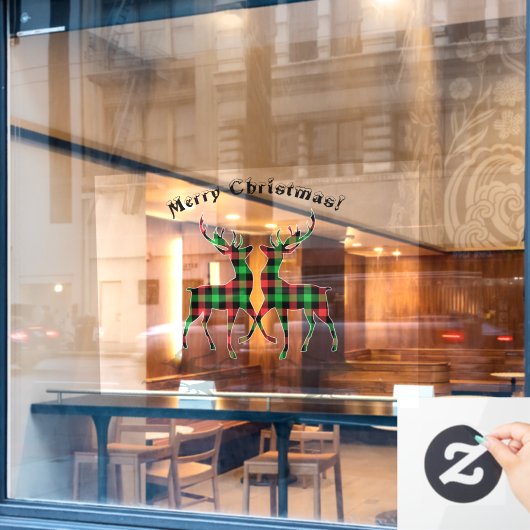 トナカイのクリスマスデコレーション幸せな顧客 ウィンドウサイン (カフェ窓)