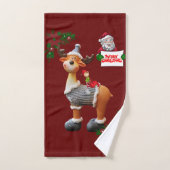 トナカイのクリスマスバスタオオルセット バスタオルセット (ハンドタオル)