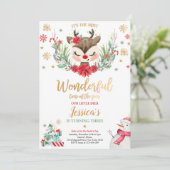 トナカイのクリスマスバースデーパーティー赤い冬鹿 招待状 (スタンド正面)