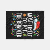 トナカイのクリスマスパを愛撫するおもしろい可能性が最も高い フリースブランケット (正面(横))