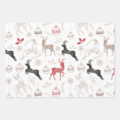トナカイのクリスマスパターン ラッピングペーパーシート (正面)