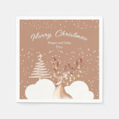 トナカイのクリスマスパーティーブラウン スタンダードカクテルナプキン (正面)