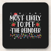 トナカイのクリスマスファミリーを愛撫する可能性が高い コースター (正面)