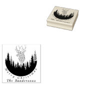 トナカイのクリスマスフォレストIモノグラム ラバースタンプ (押印)