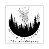 トナカイのクリスマスフォレストIモノグラム ラバースタンプ (インプリント)