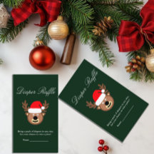 トナカイのクリスマスベビーシャワーおむつラッフルカード