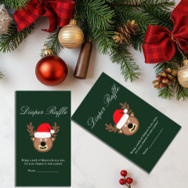 トナカイのクリスマスベビーシャワーおむつラッフルカード エンクロージャーカード