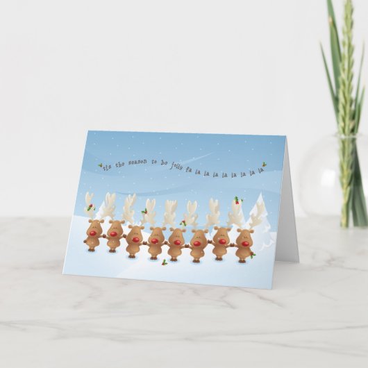 トナカイのクリスマスホリデーソングカード 招待状 (正面)