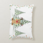 トナカイのクリスマスホリデーライトウィンターツリー アクセントクッション (裏面(縦))