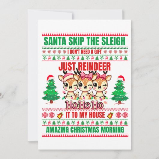 トナカイのクリスマスメリークリスマス シーズンカード (正面)