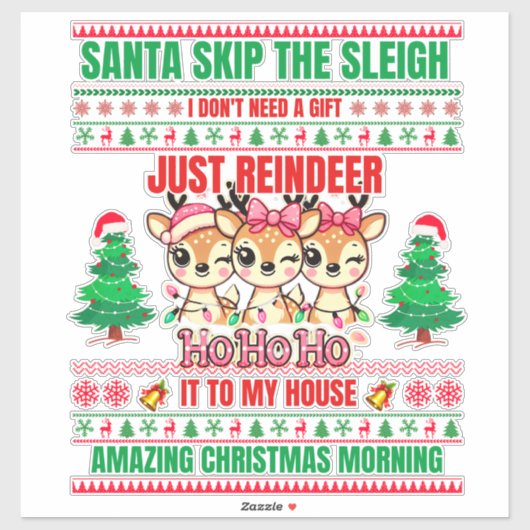 トナカイのクリスマスメリークリスマス シール (シート)